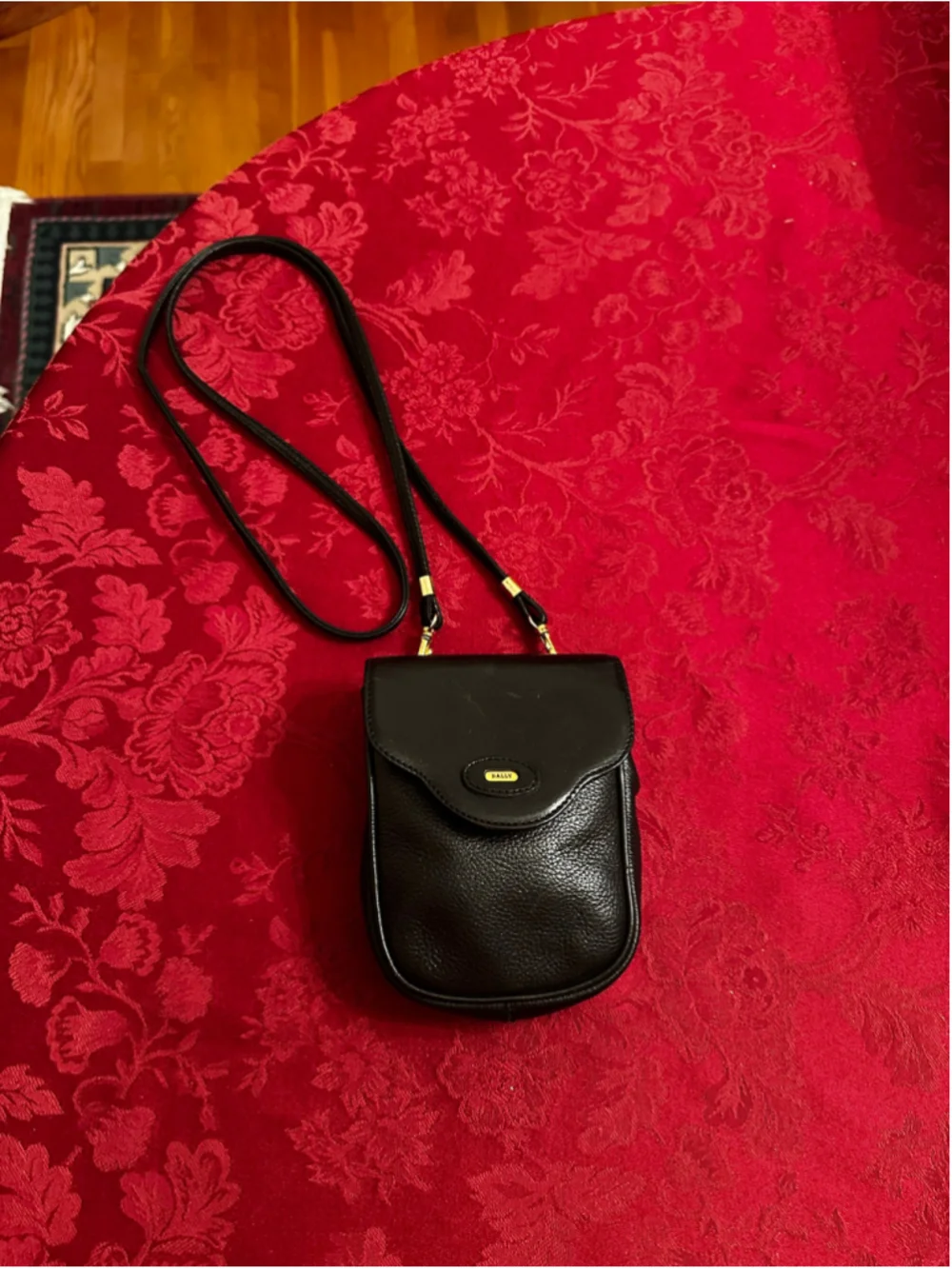 Bally Black Leather Mini Crossbody Bag with Gold Hardware